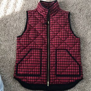 J. Crew Red and Black Puffer Vest